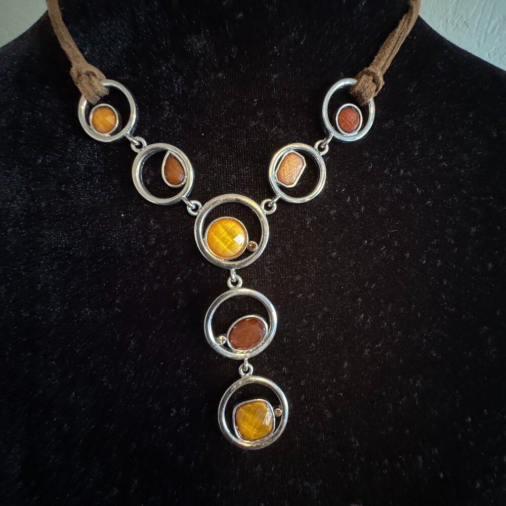 Lia Sophia Amber Circle Pendant Necklace